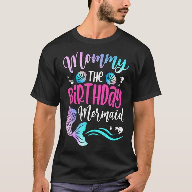 T-shirt Maman De L'Anniversaire De La Famille De Sirène Ma (Devant)