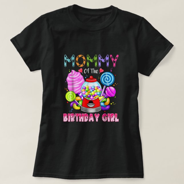 T-shirt Maman De L'Anniversaire Fille Candyland Candy Birt (Design devant)