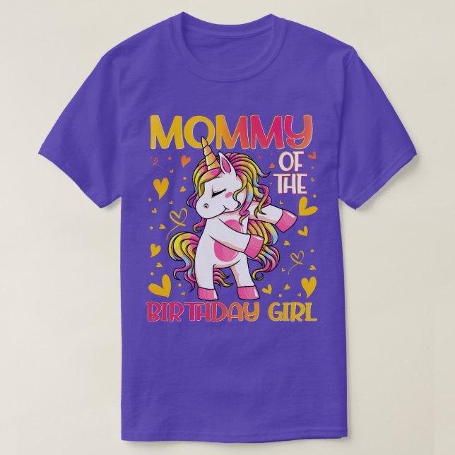 T-shirt Maman de l'anniversaire fille Flossing Unicorn Mam (Design devant)