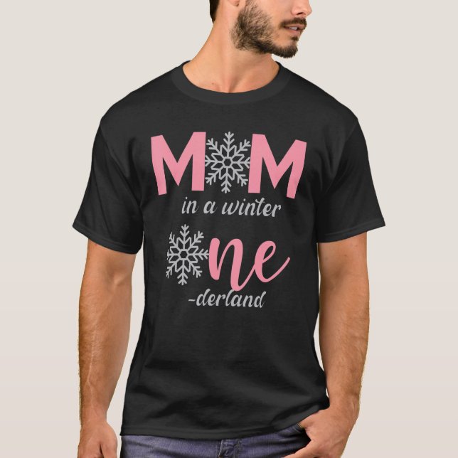 T-shirt Maman De L'Anniversaire Fille Hiver Onederland 1er (Devant)
