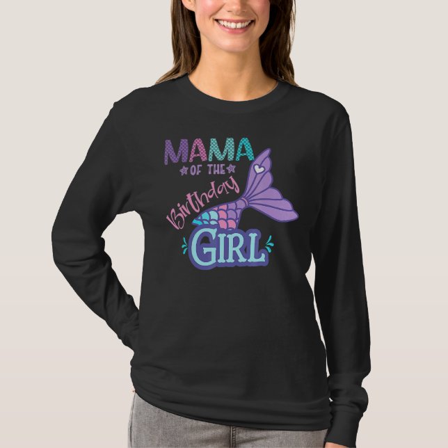 T-shirt Maman De L'Anniversaire Fille Sirène Thème Corresp (Devant)