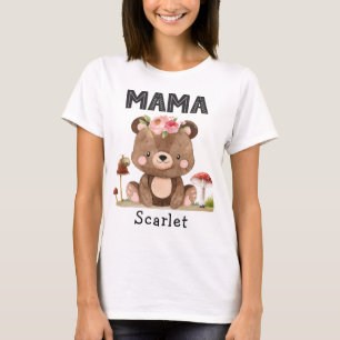 T-shirt Maman de l'anniversaire fille Wodland Baby Bear T-