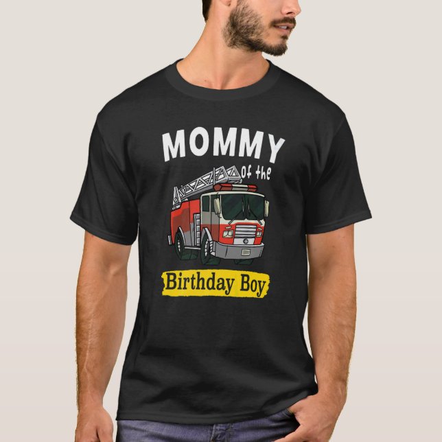T-shirt Maman De L'Anniversaire Garçon Pompier Pompier Bir (Devant)