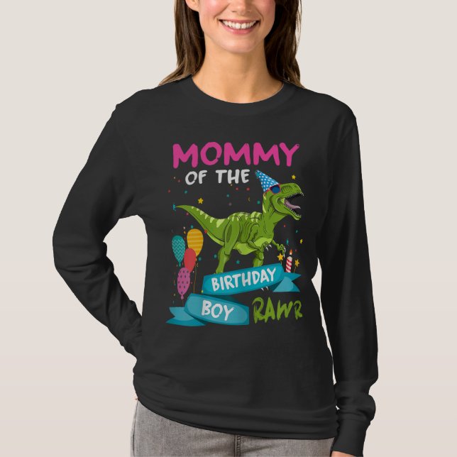 T-shirt Maman de l'anniversaire garçon T-Rex RAWR Dinosaur (Devant)