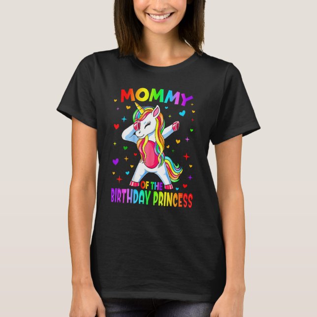 T-shirt Maman De L'Anniversaire Princesse Dabbing Unicorn (Devant)