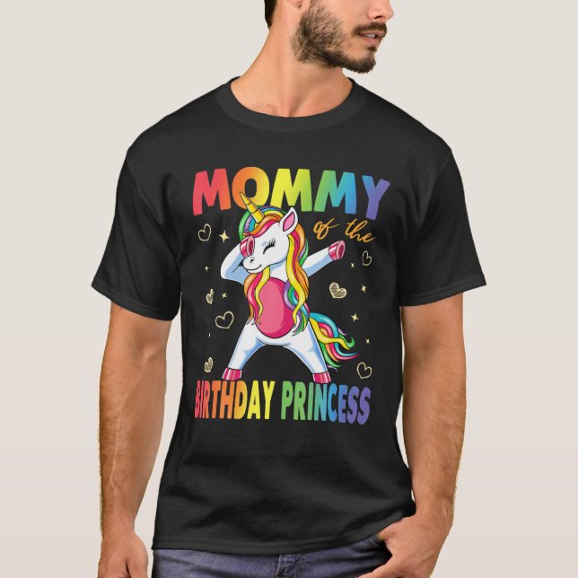 T-shirt Maman De L'Anniversaire Princesse Dabbing Unicorn  (Devant)
