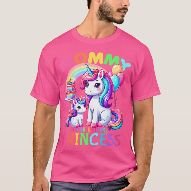 T-shirt Maman De L'Anniversaire Princesse Unicorn Maman (Devant)