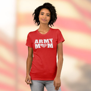 T-shirt MAMAN DE L'ARMÉE avec Cœur et Drapeau