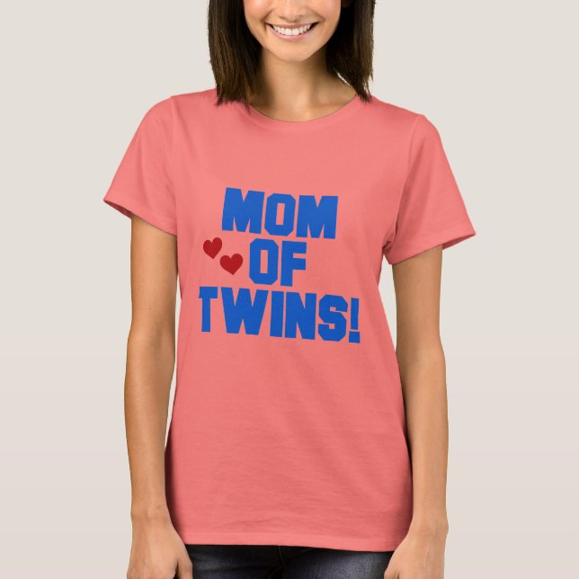 T-shirt Maman de maillots et cadeaux Twins-Blue Text (Devant)