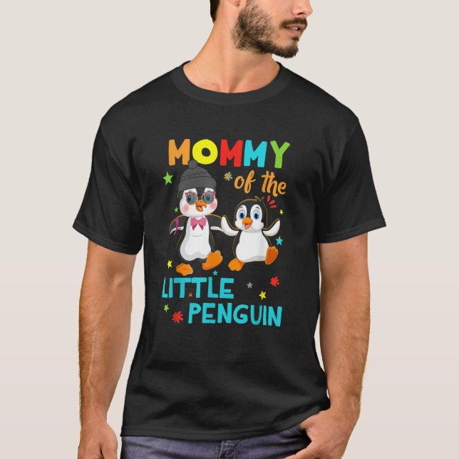 T-shirt Maman De Petit Pingouin Anniversaire Famille Chemi (Devant)