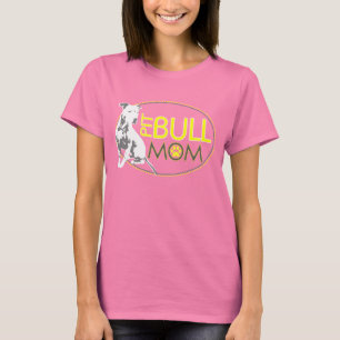 T-shirt Maman de pitbull - jaune et gris