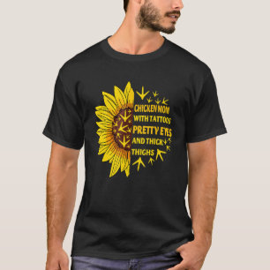 T-shirt Maman De Poulet Avec Tatouages Jolies Yeux Épais C