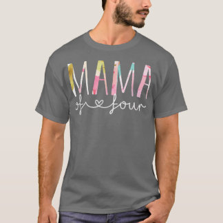 T-shirt Maman de quatre mignonnes Floral Design Maman de 4