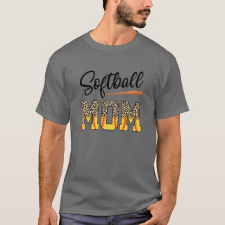 T-shirt Maman de softball Leopard Baseball Amateurs de spo