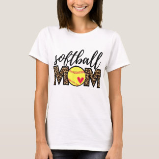 T-shirt Maman de softball Leopard Funny Baseball Maman D