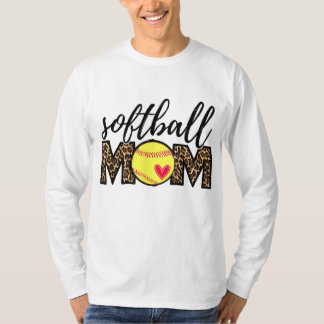 T-shirt Maman de softball Leopard Funny Baseball Maman D