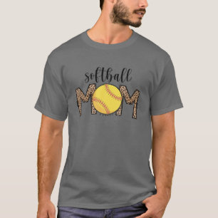 T-shirt Maman de softball Leopard Funny Baseball Maman D