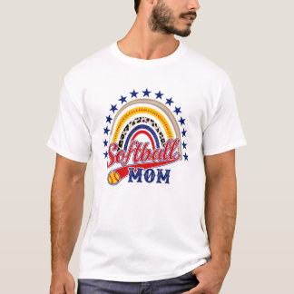 T-shirt Maman de softball Leopard Rainbow Baseball Maman d
