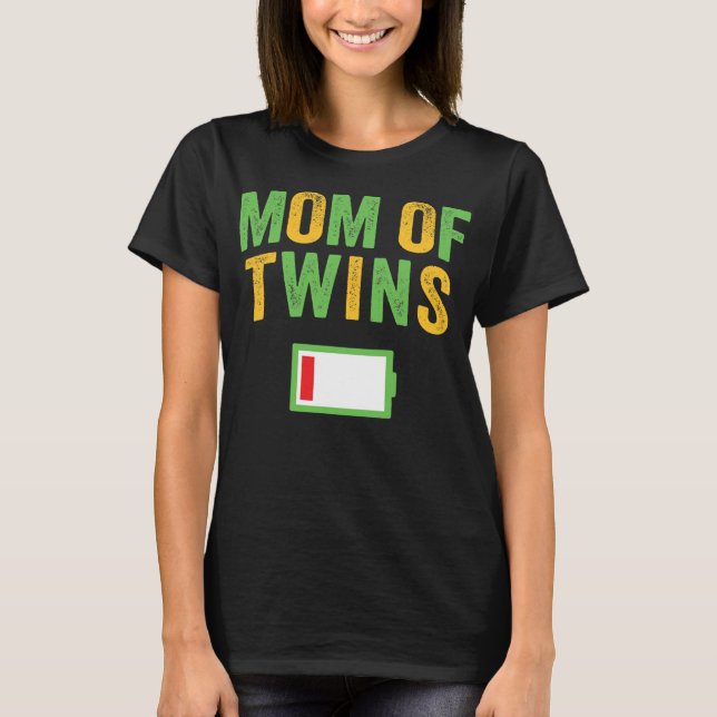 T-shirt Maman de Twins Anniversaire de fête Batterie basse (Devant)