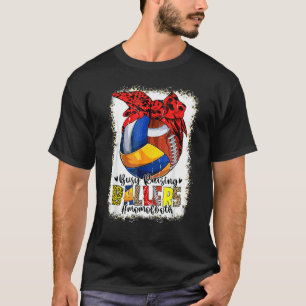 T-shirt Maman Des Deux Volleyball Football Occupé Élevage