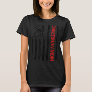 T-shirt Maman Doberman Drapeau Américain USA Drôle Proprié