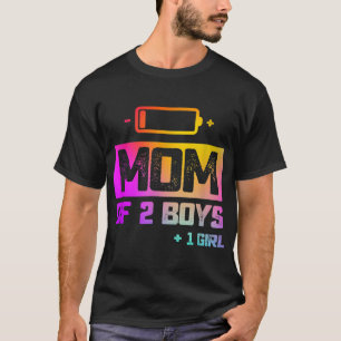 T-shirt Maman drôle de 2 garçons 1 fille Batterie basse