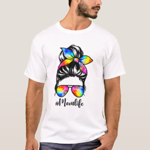 T-shirt Maman drôle Vie Messy Bun Élastique à cheveux Dye