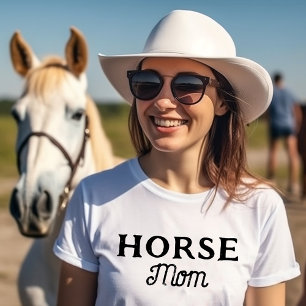 T-shirt Maman du cheval Simple jolie rétro Script équest