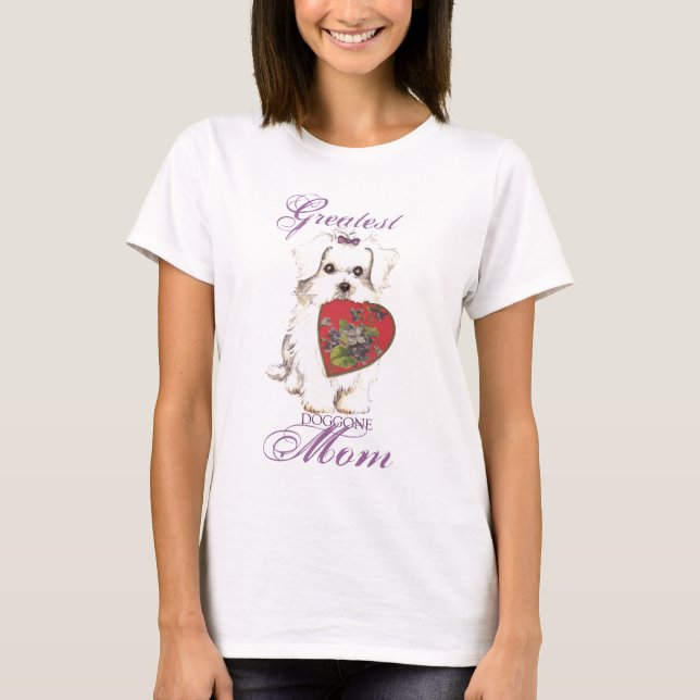 T-shirt Maman du coeur maltais (Devant)