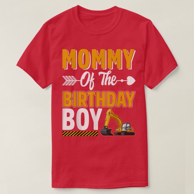 T-shirt Maman du garçon d'anniversaire Camion de construct (Design devant)