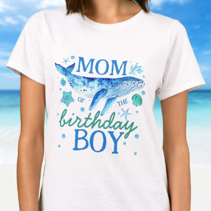 T-shirt Maman du garçon d'anniversaire sous la mer aquarel