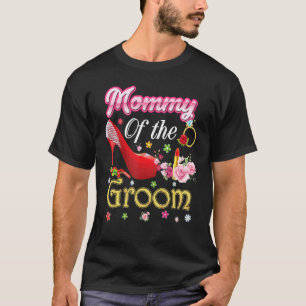 T-shirt Maman du marié chaussure rose fleur de mariage heu