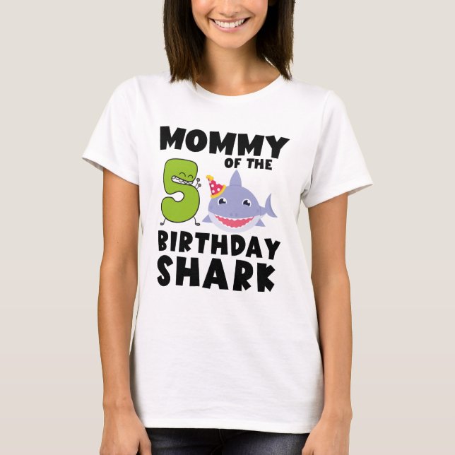 T-shirt Maman Du Requin D'Anniversaire 5 ans Anniversaire (Devant)