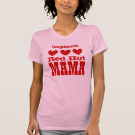 T-shirt Maman d'un rouge ardent avec le nom fait sur