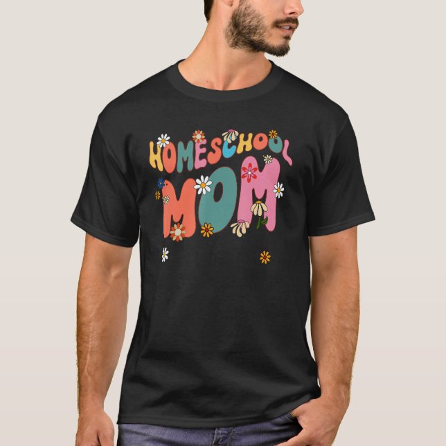 T-shirt maman école à la maison fleur professeur d'école à (Devant)