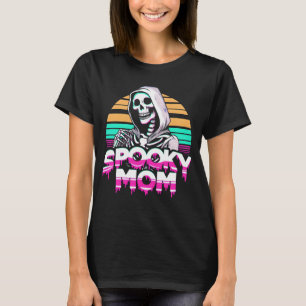 T-shirt Maman éffrayante : Vaporwave Skeleton Halloween ma