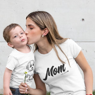 T-shirt Maman Est. Coeur de script noir   Personnalisé