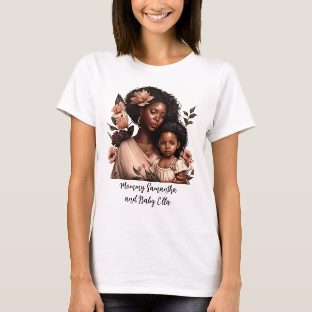 T-shirt Maman et fille noire personnalisée (21) (Devant)