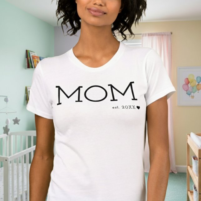 T-shirt Maman Etabli Coeur Noir Minimal (Créateur téléchargé)