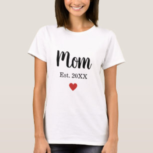 T-shirt Maman Etablie Année Petit Coeur Personnalisé