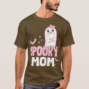 T-shirt Maman Fantôme Rose Blanc Drôle Famille Femme Épouv