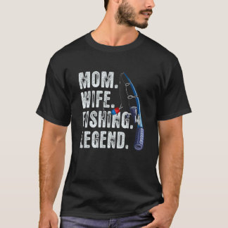 T-shirt Maman Femme Pêche Légende Pêcheuse Drapeau América