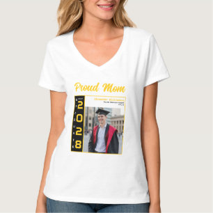 T-shirt Maman fière photo de remise de diplôme jaune noir 