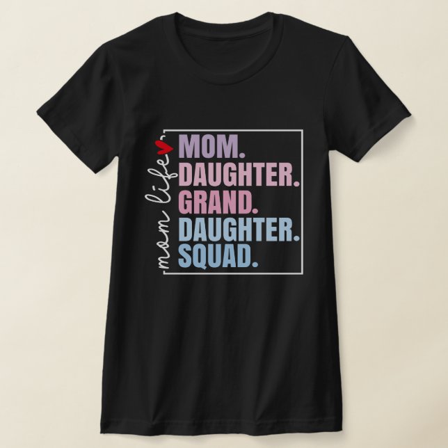 T-shirt Maman Fille Petite-fille Squad Fête des Mères (Poser)