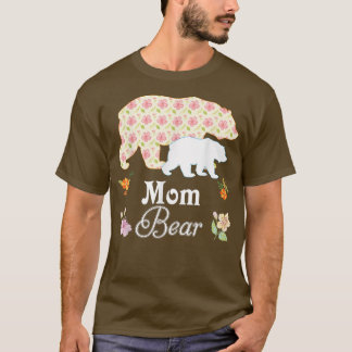 T-shirt Maman Florale Fleur Ours Mignonne Famille Maman Gr