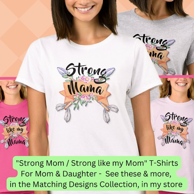 T-shirt Maman forte, Fille Mère Correspondant Flèches Boho (Créateur téléchargé)