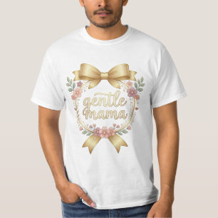 T-shirt Maman Gentille Coquette Nœud Doré Design Floral