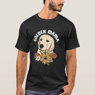 T-shirt Maman Golden Retriever Fleur Bouquet Floral Fille