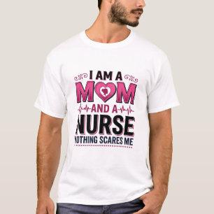 T-shirt Maman Infirmière Rien Ne Me Fait Peur Gravure Vint