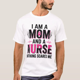 T-shirt Maman Infirmière Rien ne me fait peur Gravure vint